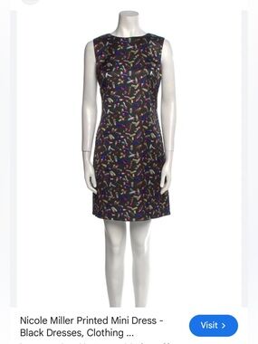 Nicole Miller Black Dress with Colorful Lipstick Print | Size Large 12